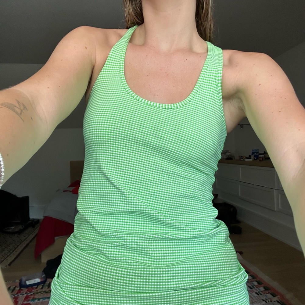 Lululemon Green Gingham Tank Top